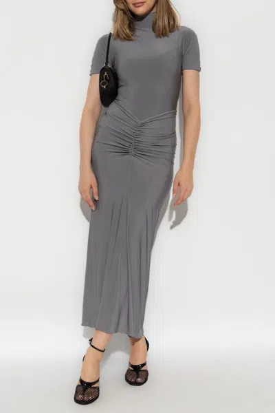 Alaïa Alaia Maxi Dress With Grey Draped Skirt In Blue