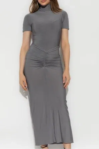 Alaïa Alaia Maxi Dress With Grey Draped Skirt In Blue