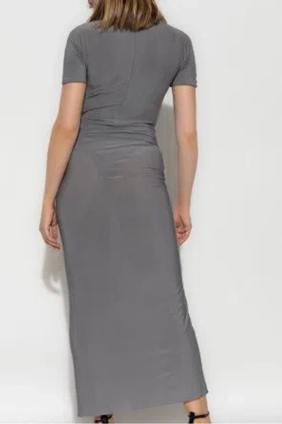 Alaïa Alaia Maxi Dress With Grey Draped Skirt In Blue