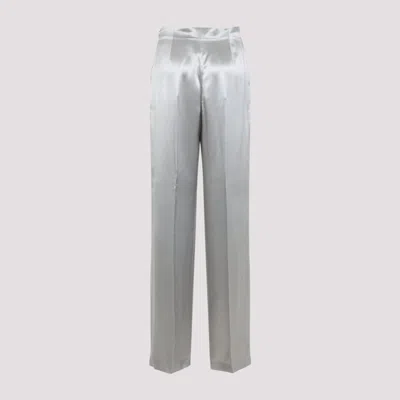 Alberta Ferretti High-waisted Silver Trousers With Tailored Fit In Gray
