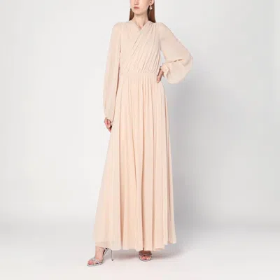 Alberta Ferretti Silk Georgette Draped Detailing Floor-length Dress In Pink