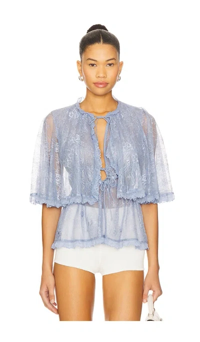 Aknvas Leah Lace Top In Blue