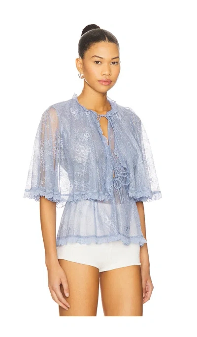 Aknvas Leah Lace Top In Blue