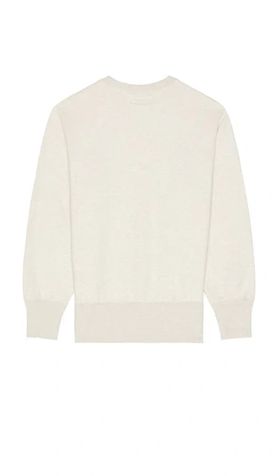 Beams Sweat Crew Print In White