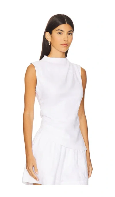 Aexae Linen Ruched Top In White