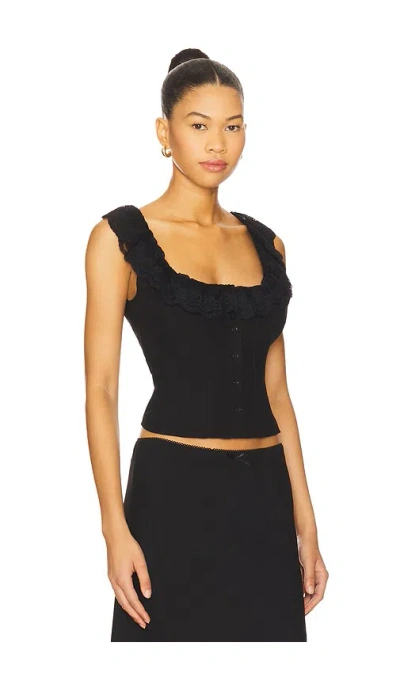 Guizio Paloma Lace Top In Black