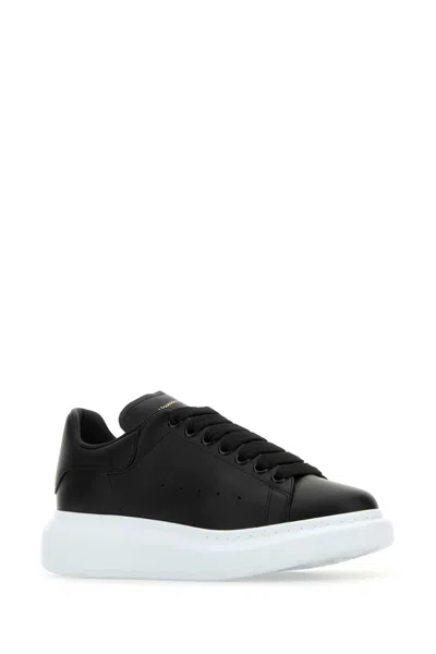Alexander Mcqueen Black Leather Sneakers With Black Leather Heel