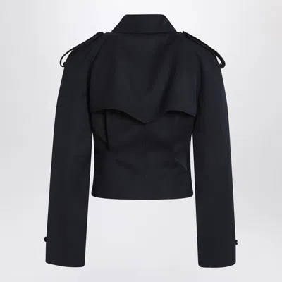 Alexander Mcqueen Alexander Mc Queen Short Double Breasted Navy Blue Jacket In Blue