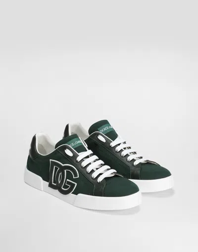 Dolce & Gabbana Portofino Light Strobel Sneakers In Canvas And Calfskin
