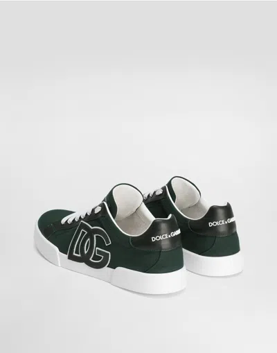 Dolce & Gabbana Portofino Light Strobel Sneakers In Canvas And Calfskin