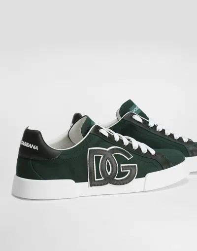 Dolce & Gabbana Portofino Light Strobel Sneakers In Canvas And Calfskin
