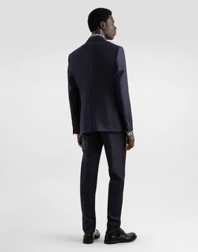 Dolce & Gabbana Single-breasted Micro-patterned Wool Suit In Blue