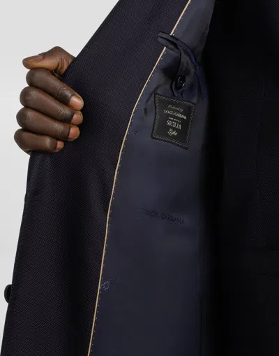 Dolce & Gabbana Single-breasted Micro-patterned Wool Suit In Blue