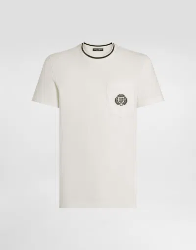 Dolce & Gabbana Pocketed Ribbed Neck T-shirt In Neutral