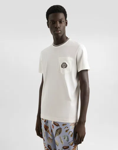 Dolce & Gabbana Pocketed Ribbed Neck T-shirt In Neutral