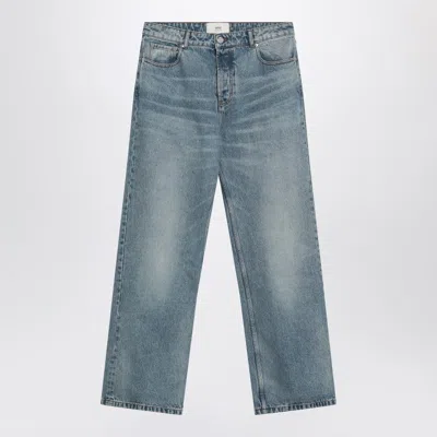Ami Alexandre Mattiussi Ami Paris Wide Washed Denim Jeans Men In Blue