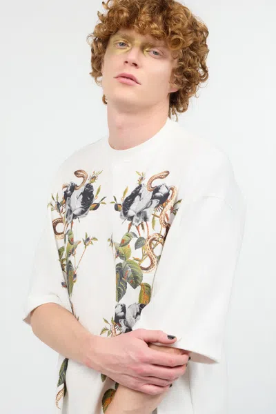 Roberto Cavalli T-shirt With Roses And Snakes