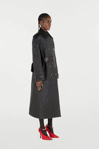 Roberto Cavalli Long Trench Coat With Dragons