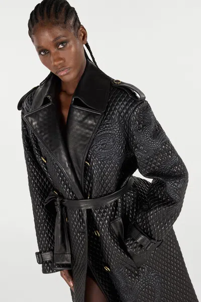 Roberto Cavalli Long Trench Coat With Dragons