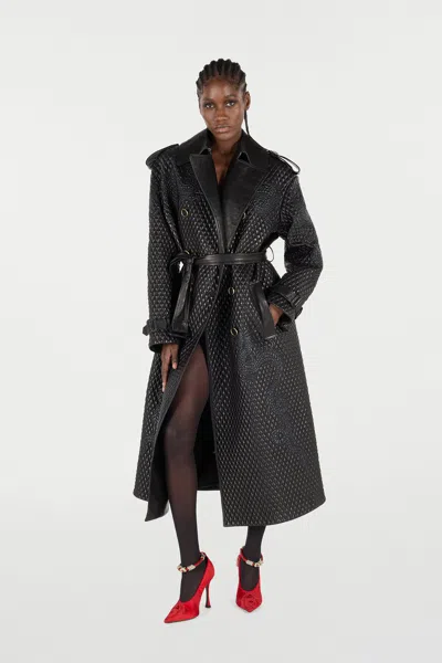 Roberto Cavalli Long Trench Coat With Dragons