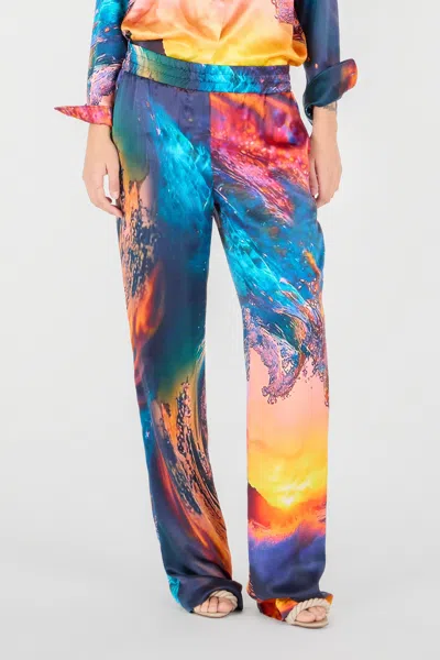 Roberto Cavalli Wave-print Trousers In Multi