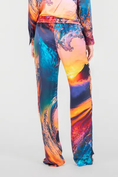 Roberto Cavalli Wave-print Trousers In Multi
