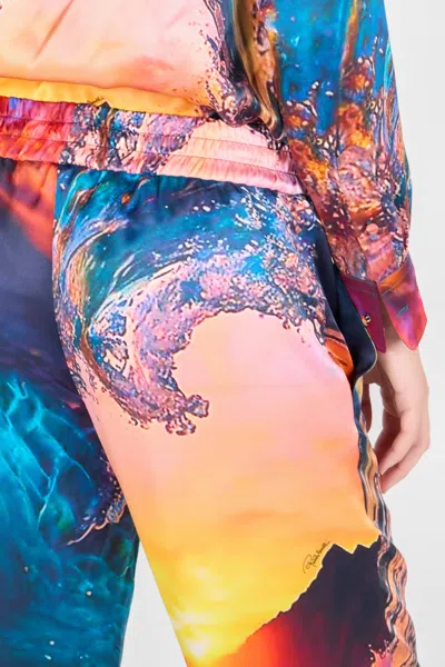 Roberto Cavalli Wave-print Trousers In Multi