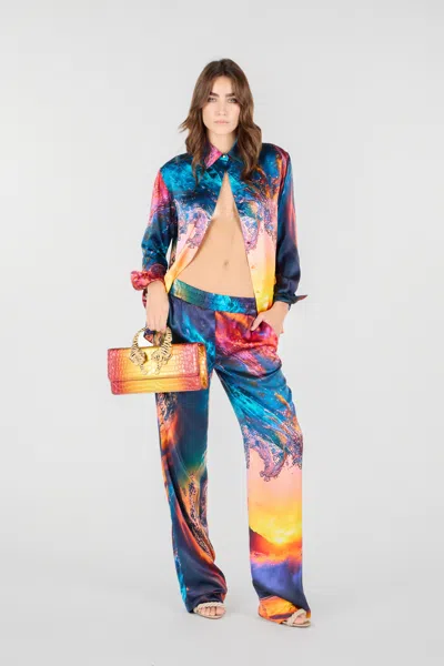 Roberto Cavalli Wave-print Trousers In Multi