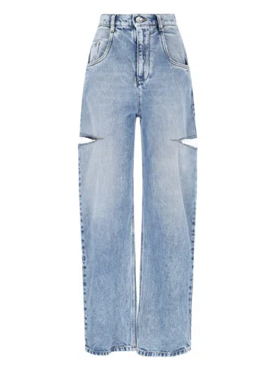 Maison Margiela Womens Blue Icons Cut-out Straight-leg High-rise Jeans