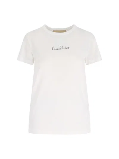Valentino Cotton Crew Neck T-shirt With Short Sleeves