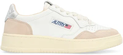 Autry Medalist Low Sneakers In Leather And Suede Color White And Silver Blue In Multi