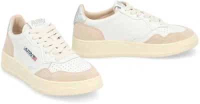 Autry Medalist Low Sneakers In Leather And Suede Color White And Silver Blue In Multi