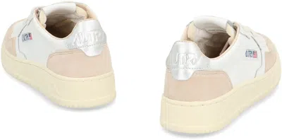 Autry Medalist Low Sneakers In Leather And Suede Color White And Silver Blue In Multi