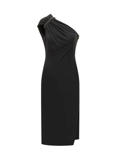Tom Ford Mini Dress One Shoulder Crystal Brooch In Black