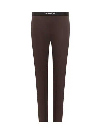Tom Ford Lustrous Jersey Signature Leggings In Brown