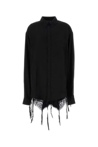Balenciaga Women Black Lyocell Oversize Shirt
