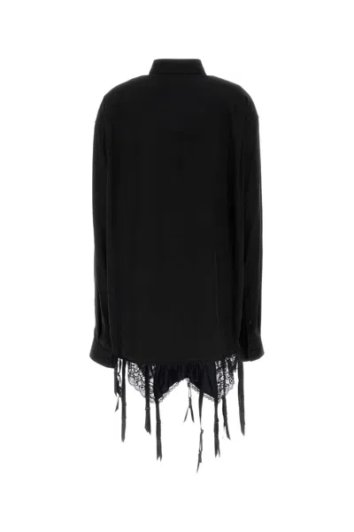 Balenciaga Women Black Lyocell Oversize Shirt
