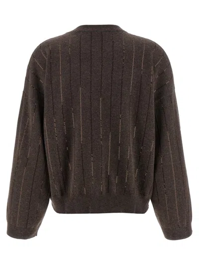 Brunello Cucinelli Sequined Vertical Striped Knitwear