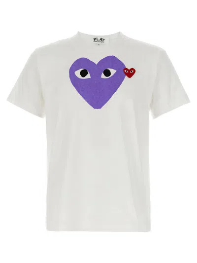 Comme Des Garçons Play Printed T-shirt And Logo Patch In White