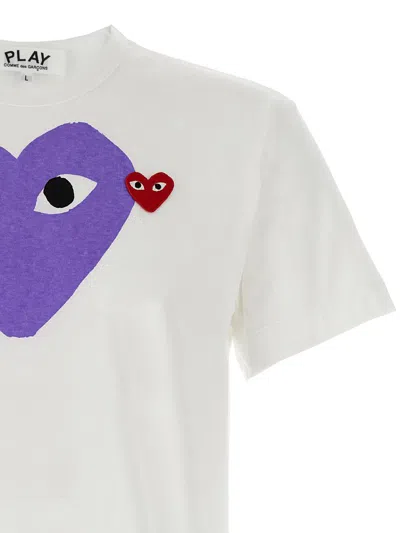 Comme Des Garçons Play Printed T-shirt And Logo Patch In White