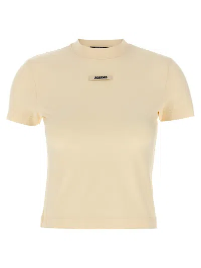 Jacquemus Gros Grain Crew Neck Cotton Blend Top In Neutral