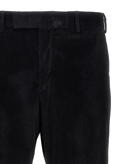 Pt Torino Rebel Corduroy Tapered Trousers In Black