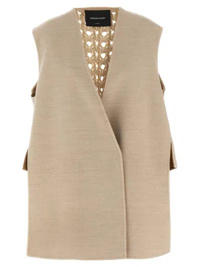 Fabiana Filippi Tricot Wool Vest Gilet Beige