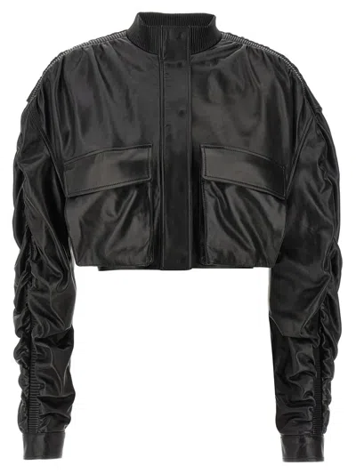 Giovanni Bedin Cropped Bomber Jacket In Black