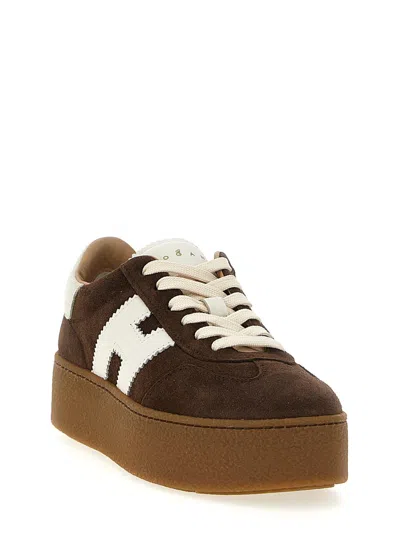 Hogan Suede Platform Sole Sneakers In Brown