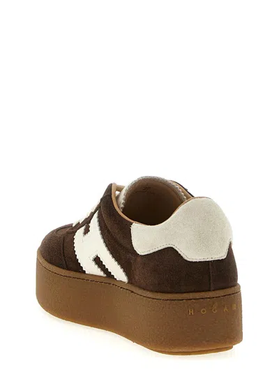 Hogan Suede Platform Sole Sneakers In Brown
