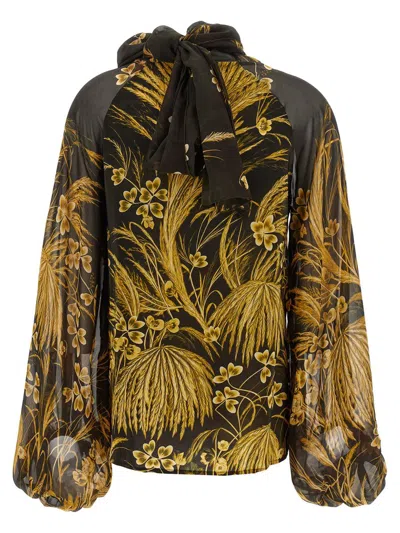 F.r.s For Restless Sleepers Floral-print Tie-neck Blouse In Multi