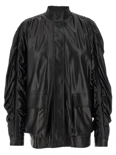 Giovanni Bedin Nappa Bomber Jacket In Black