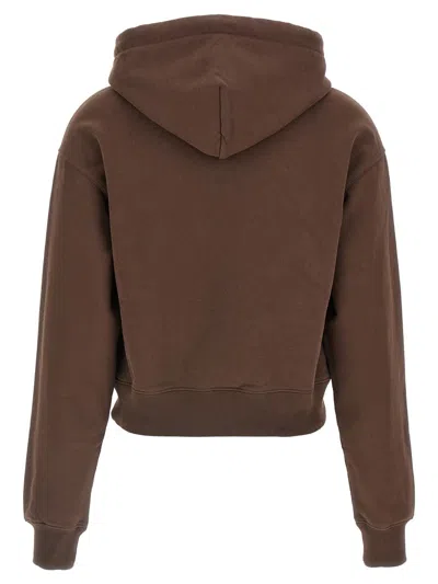 Jacquemus Drawstring Hood Gros-grain Hoodie In Brown