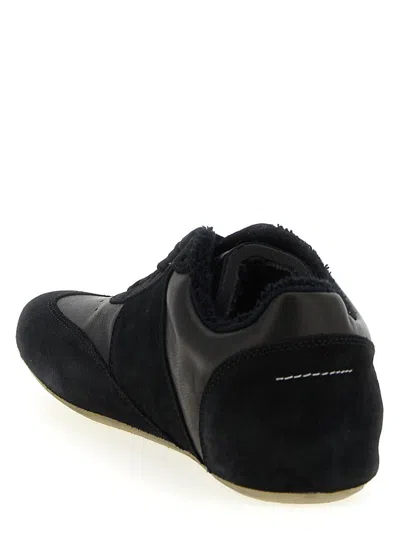 Mm6 Maison Margiela Black Leather And Suede Anatomic Sneakers